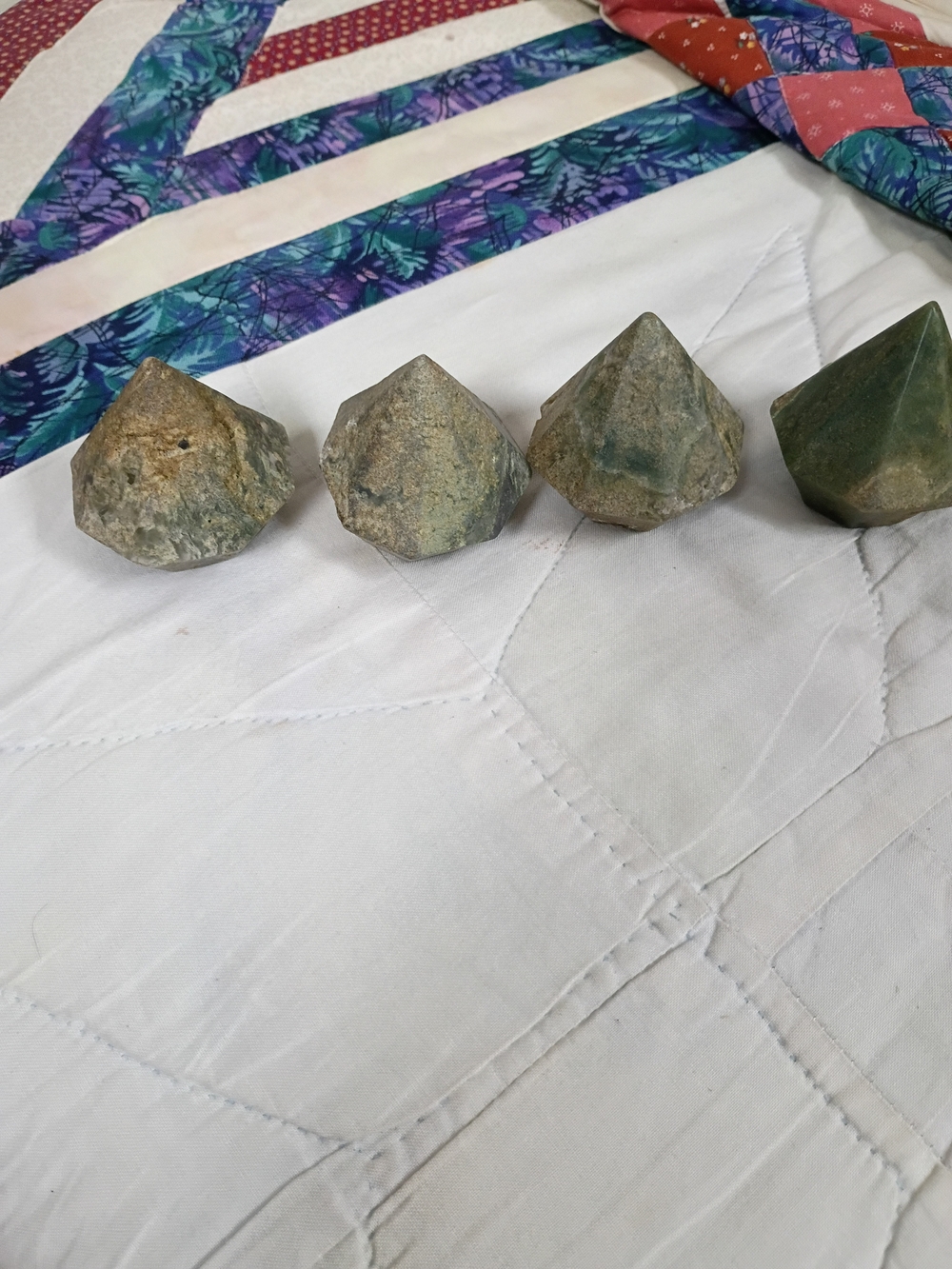 Set Of 4 Raw Jade Pyramids